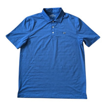 Men's Vineyard Vines Performance Spandex Stretch Whale Logo Golf Polo Sz L Blue