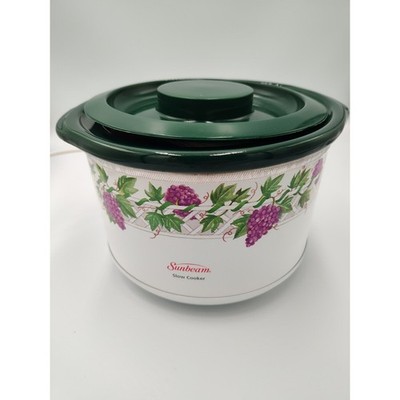 Vintage Sunbeam Mini Slow Cooker w Rare Grape Vine Ivy Design Model SC100 Small
