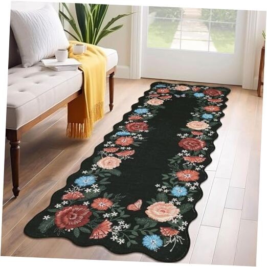 2x6 Washable Runner Rug for Entryway Bedroom or Hallway Black 2x6 Ft 2x6 Washable Runner Rug for Entryway Bedroom or Hallway Black 2x6 Ft