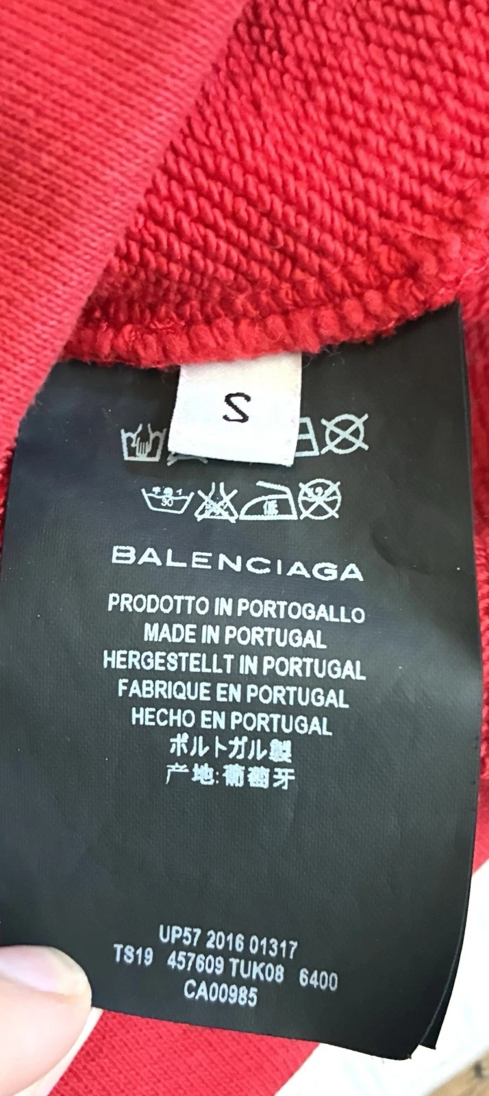 Balenciaga Maglione Donna Cropped Felpa con Cappuccio Rosso Taglia S