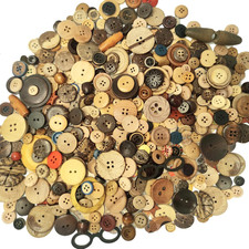 Mixed Vintage Wood Buttons for Crafts,Assorted Shapes  Sizes Bulk DIY Sewing Wo