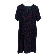 Nasty Gal Collection Womens Red Polka Dot V-Neck Midi Dress Black Size 10