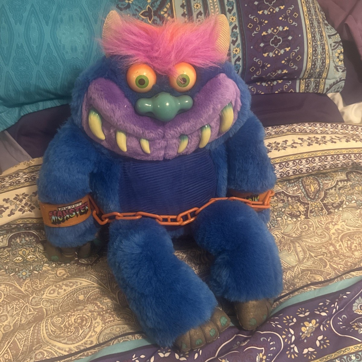 My Pet Monster Talking 2001 Plush Toy Vintage with handcuffs
