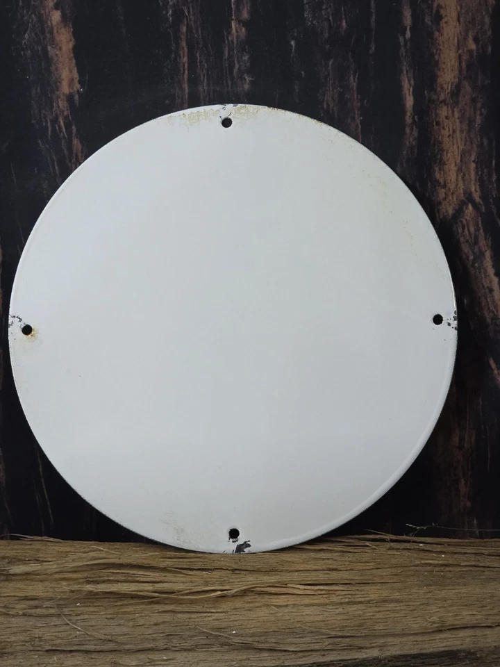 "LETRERO DE PORCELANA VINTAGE DE GAS ROSA BLANCA AHORA CON ACEITE ETÍLICO GASOLINA 12""" Foto 4 de 4