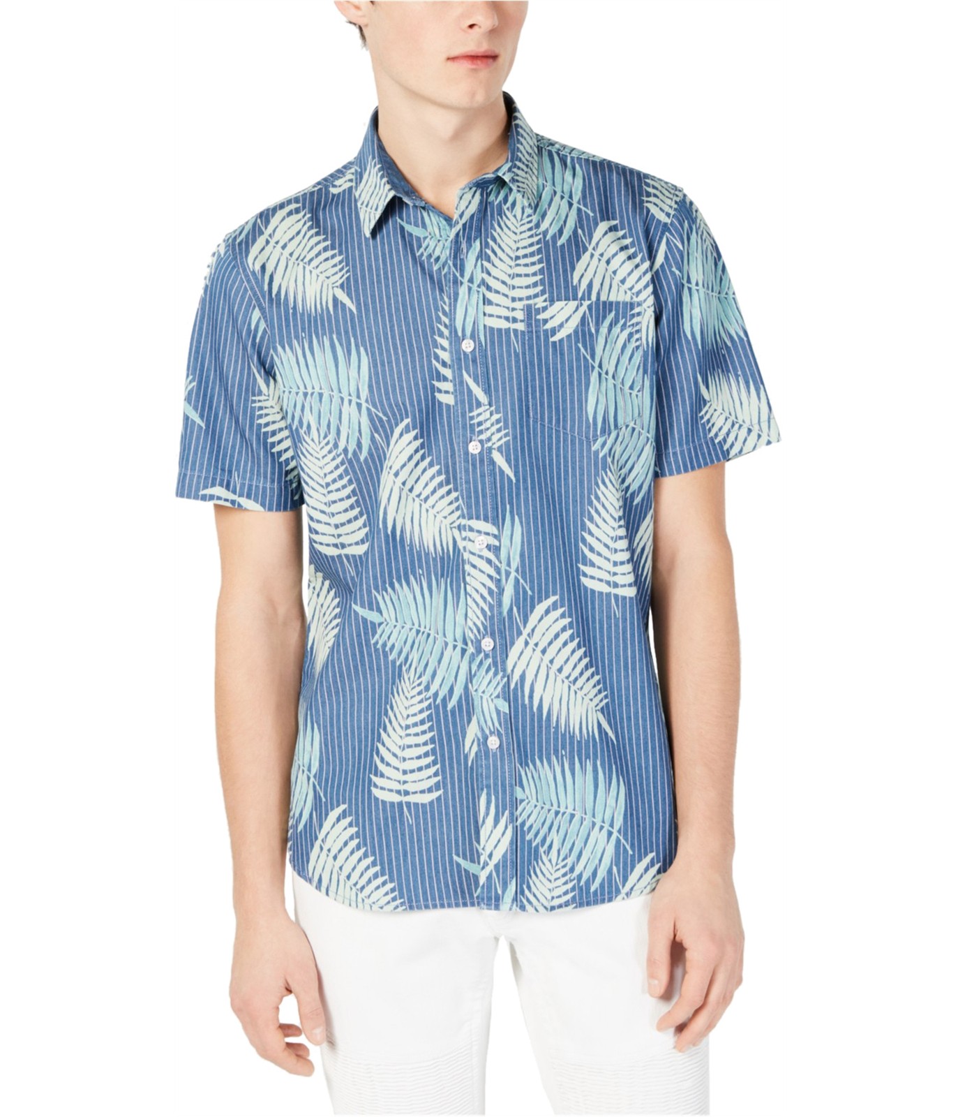 Мужская рубашка American Living Scout с цветочным принтом на пуговицах, синий, Средний размер