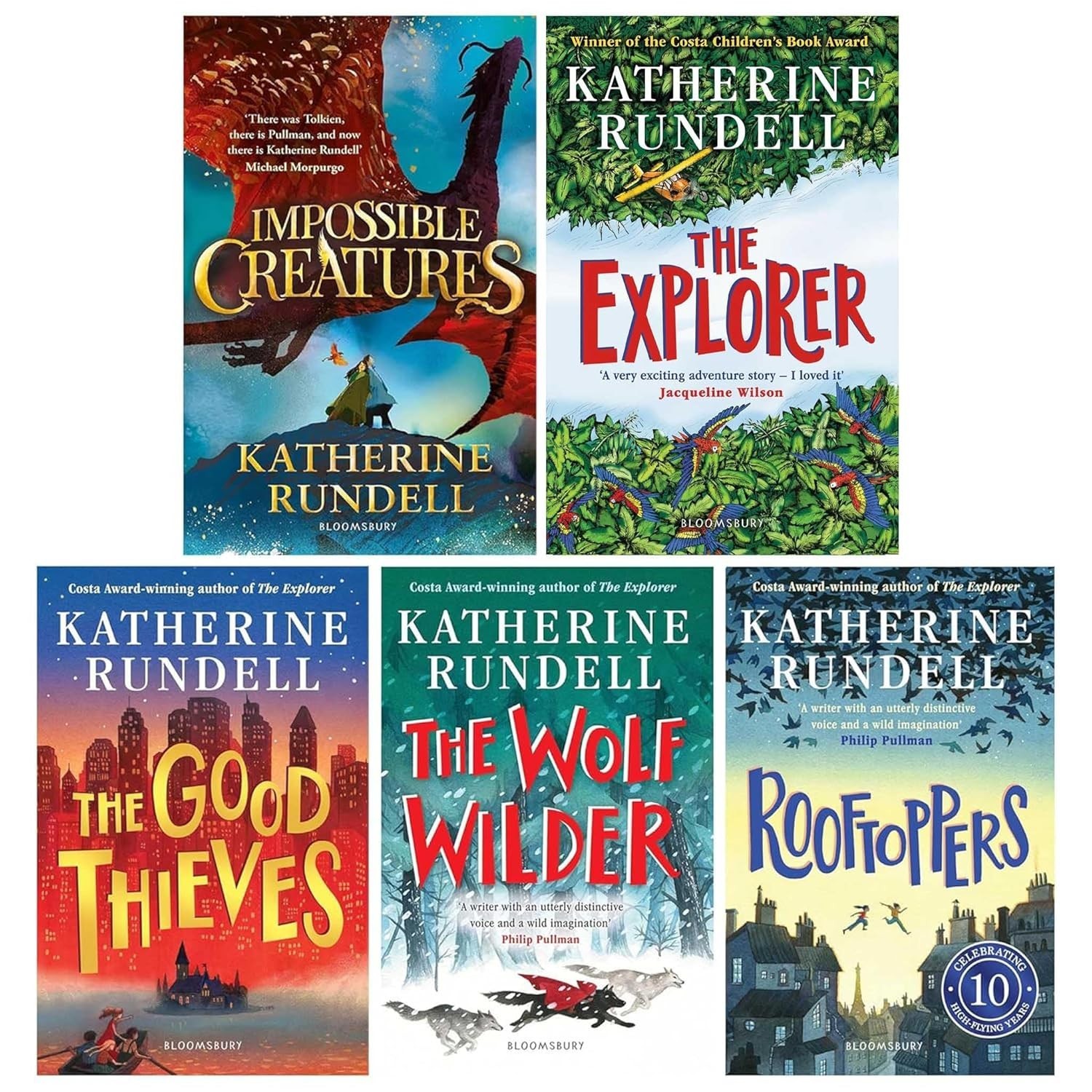Katherine Rundell 5 Books Collection Set Rooftoppers,The Wolf Wilder, The Good