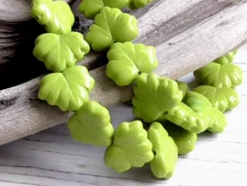 10 - 13x11mm CZECH OPAQUE MAPLE LEAF CHARTREUSE GREEN GLASS BEAD MAPLE TREE FALL