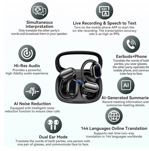 Language Translation Earbuds, - Zdjęcie 2 z 6