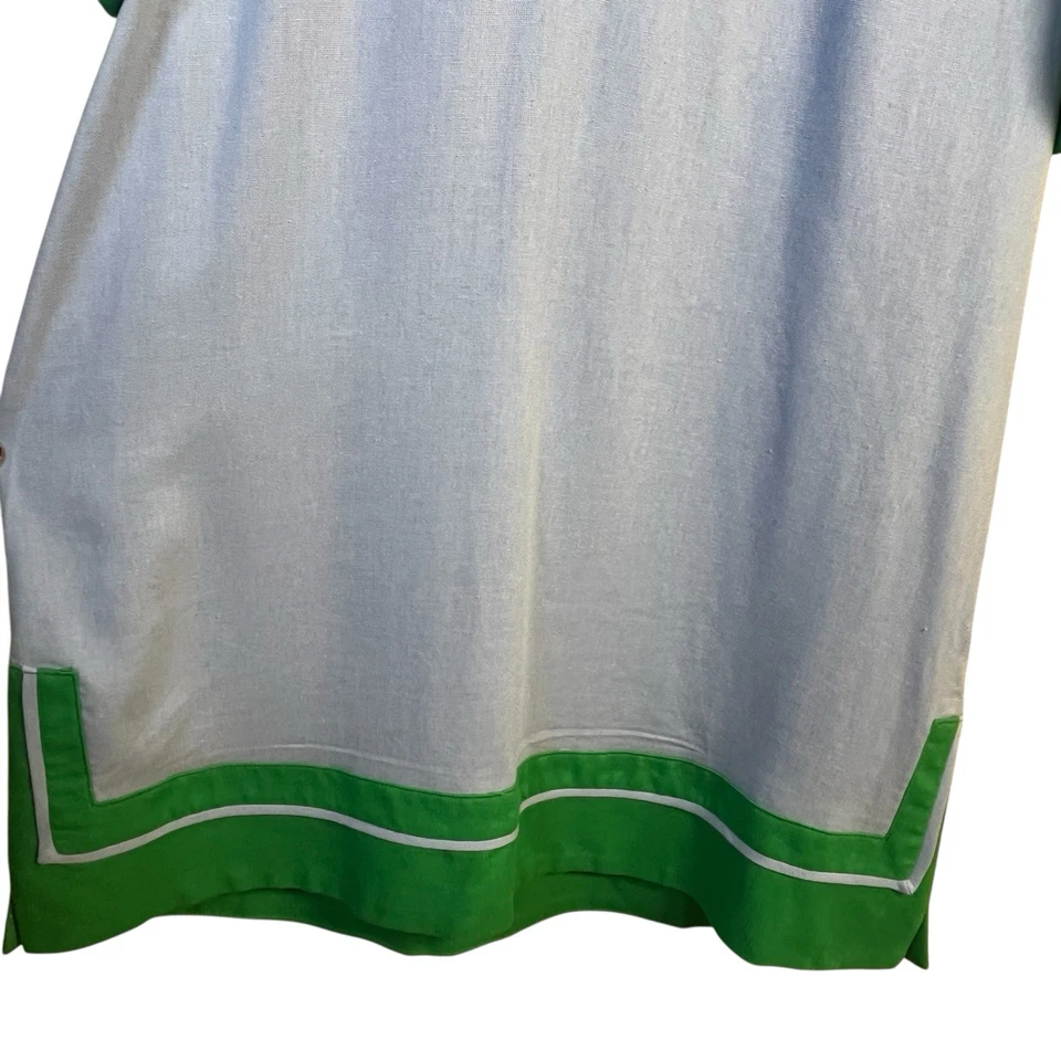 Mini Vestido Para Mujer Entro Azul Verde Bloques de Color Mezcla de Lino Mangas Linterna Talla S Foto 4 de 4