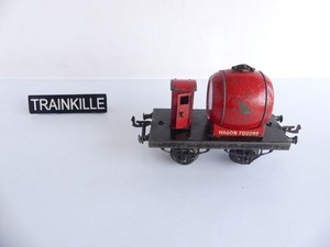 HORNBY O - Wagon Foudre Double Bordeaux Tôle 1938 - 14 Cm - TRÈS BON ÉTAT