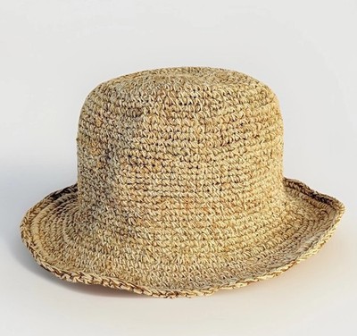 Crochet Hemp Summer Hat Small Brim Handmade Nepal Sun Hat Eco Friendly Unisex