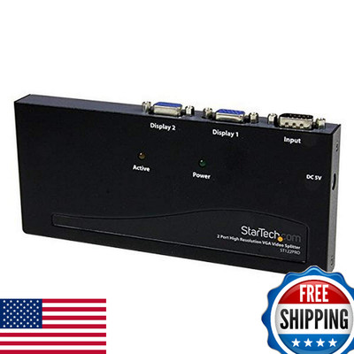 StarTech.com 2 Port High-Res VGA Video Splitter w/ Built-in Video Amplifier