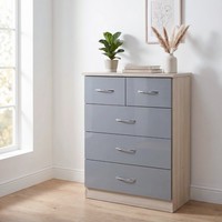 Nevada 3+2 Chest of Drawers Grey Gloss Bedroom Storage Cabinet Furniture Unit