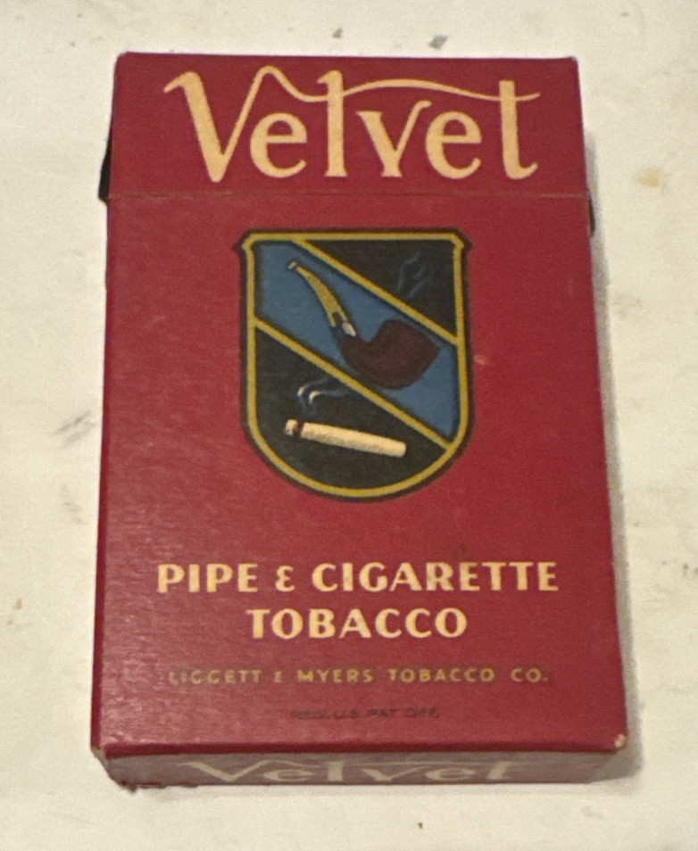 Vintage Velvet Red Pipe Cigarette Tobacco Cardboard Box EMPTY Collectible Decor
