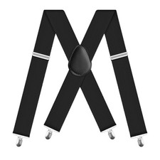 Mens Suspenders 2 Inch Wide X-Back Braces with 4 Strong Metal Clips Adjustabl...