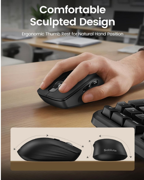 SABLUTE Ergonomic Wireless Keyboard and Mouse Combo, 2.4G Wireless