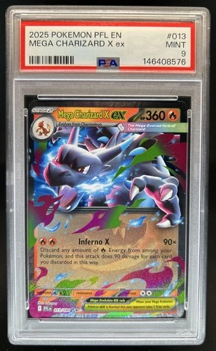 2025 Pokemon Phantasmal Flames Mega Charizard X ex Double Rare #013/094 PSA 9