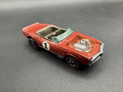 Vintage 1969 Hot Wheels Original Redline DARK ORANGE LIGHT MY FIREBIRD hong kong