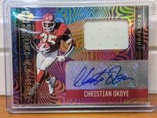 Christian Okoye Panini Auto NFL Hall of Fame Rookie Card. rookie card picture