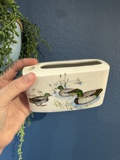 Vintage Takahashi Japan mallard duck toothbrush holder container ceramic
