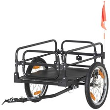 HOMCOM Carrello per Bici da 70L con 2 Ruote da 40cm in Acciaio e PE Nero