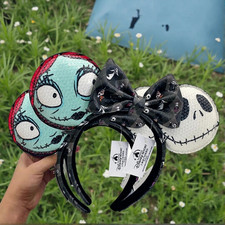 2PCS Disney Parks Loungefly Nightmare Before Christmas Sally Jack Ears Headband