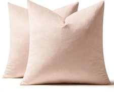 Velvet Throw Pillow Covers 18x18 Inch, Pack of 2 - Pink, Super Soft Decorative S