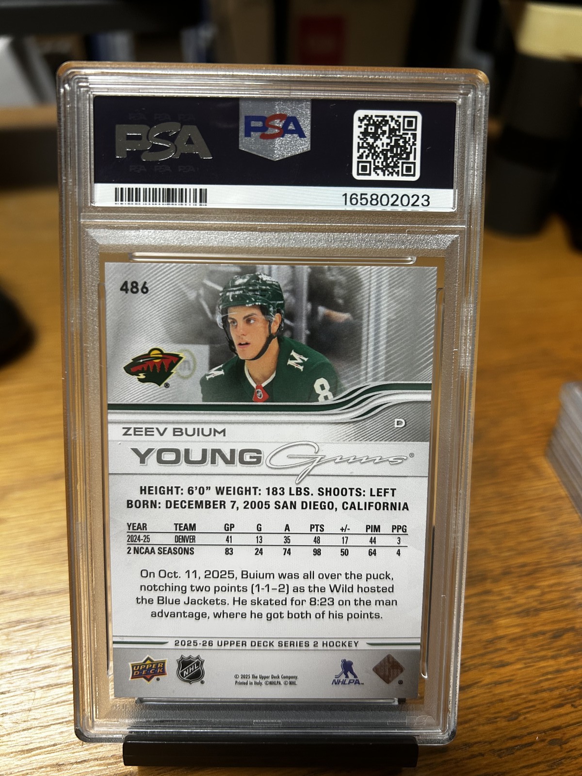 2025-26 Upper Deck Series 2 Zeev Buium Young Guns #486 Wild PSA 9 view 2