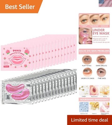 30 Pairs Lip Mask & Eye Mask,Under Eye Patches for Puffy Eyes,Moisturizing Sp...