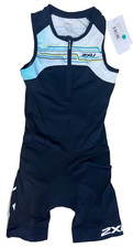 New 2XU Active Youth Trisuit Triathlon Suit Medium Black Oasis Kids Junior