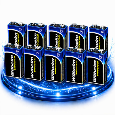 10 x Wilhelm Universal 9V Block Batterien auch für 10 Jahres Rauchmelder geeigne