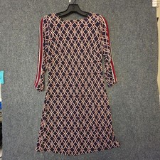 Tommy Hilfiger Dress Womens S Blue Geometric Stripe Sleeve Boat Neck Shift Knit