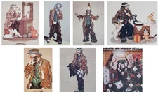 Designs by Judith Lynn Emmet Kelly Jr clown cross stitch pattern leaflets