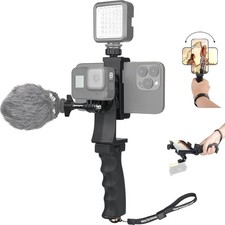 2-in-1 Ergonomic Portable Action Camera  Smartphone Stabilizer Grip Mount Kit f