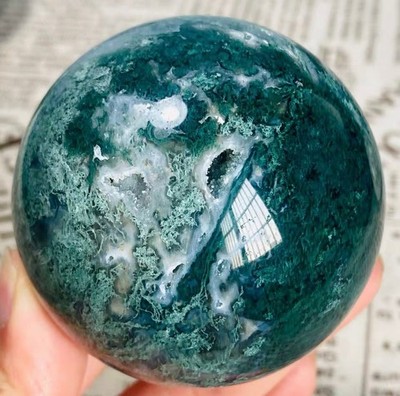 381g  Natural Water Grass Agate Ball Quartz Crystal Ball Healing