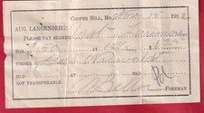 1912 Cooper Hill MO Aug Langenberg pay to bearer $6.25 to Mat Laremore timber