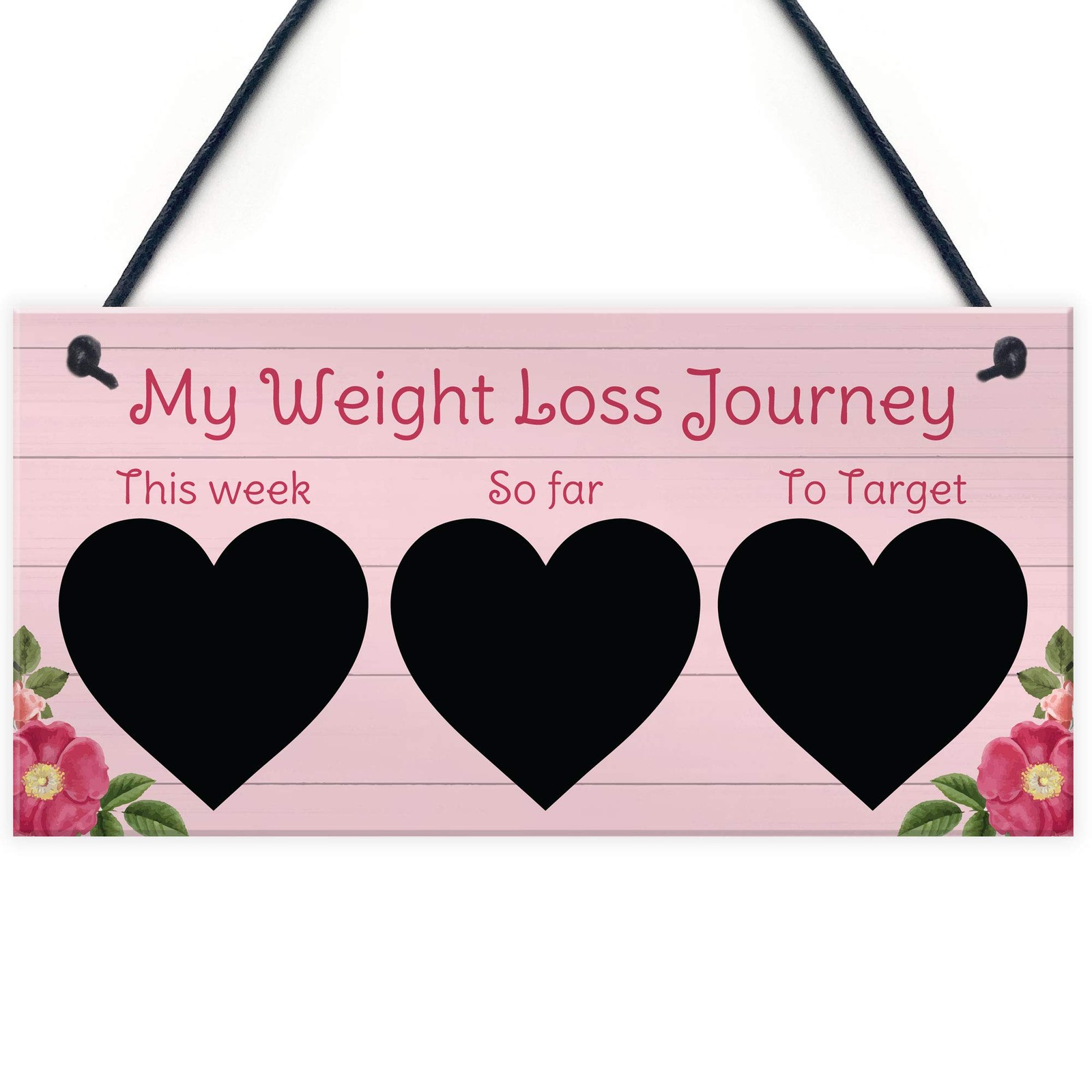 RED OCEAN Weight Loss Tracker Board Chalkboard Sign W20 x H10 cm, Pink