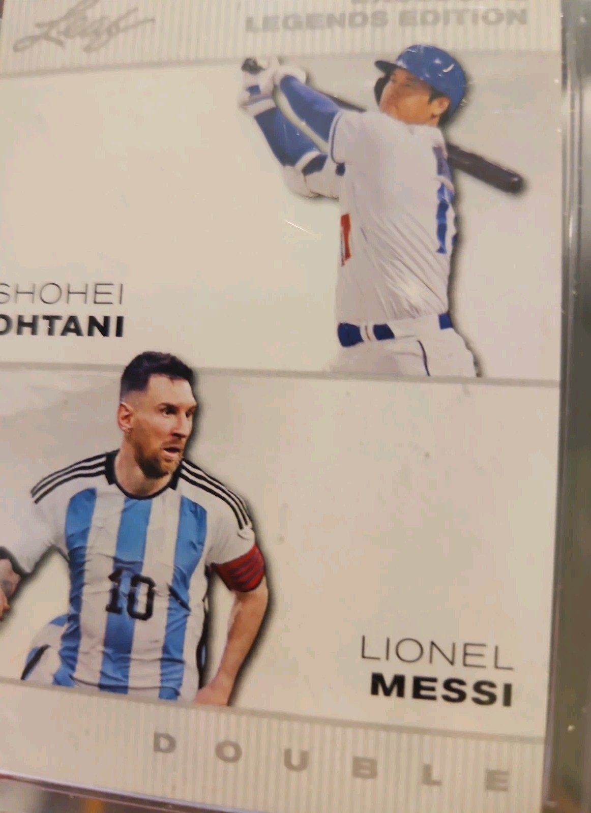 LIONEL MESSI SHOHEI OHTAN 2023 LEAF  DOUBLE LEGENDS 10 NON-AUTO / NON- PATCH view 3