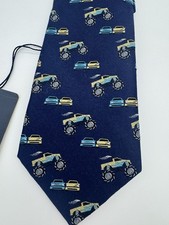 NWT Lord  Taylor 100 Silk Boys Adjustable Suit Neck Tie Blue Monster Truck Car
