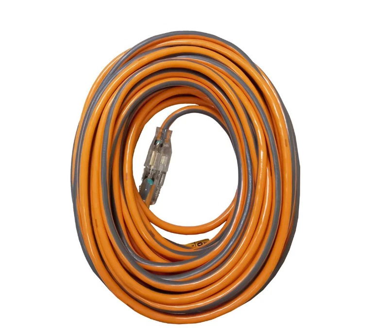 Cable de extensión RIDGID interior/exterior 100' 12/3 extremo iluminado resistente naranja Foto 3 de 4