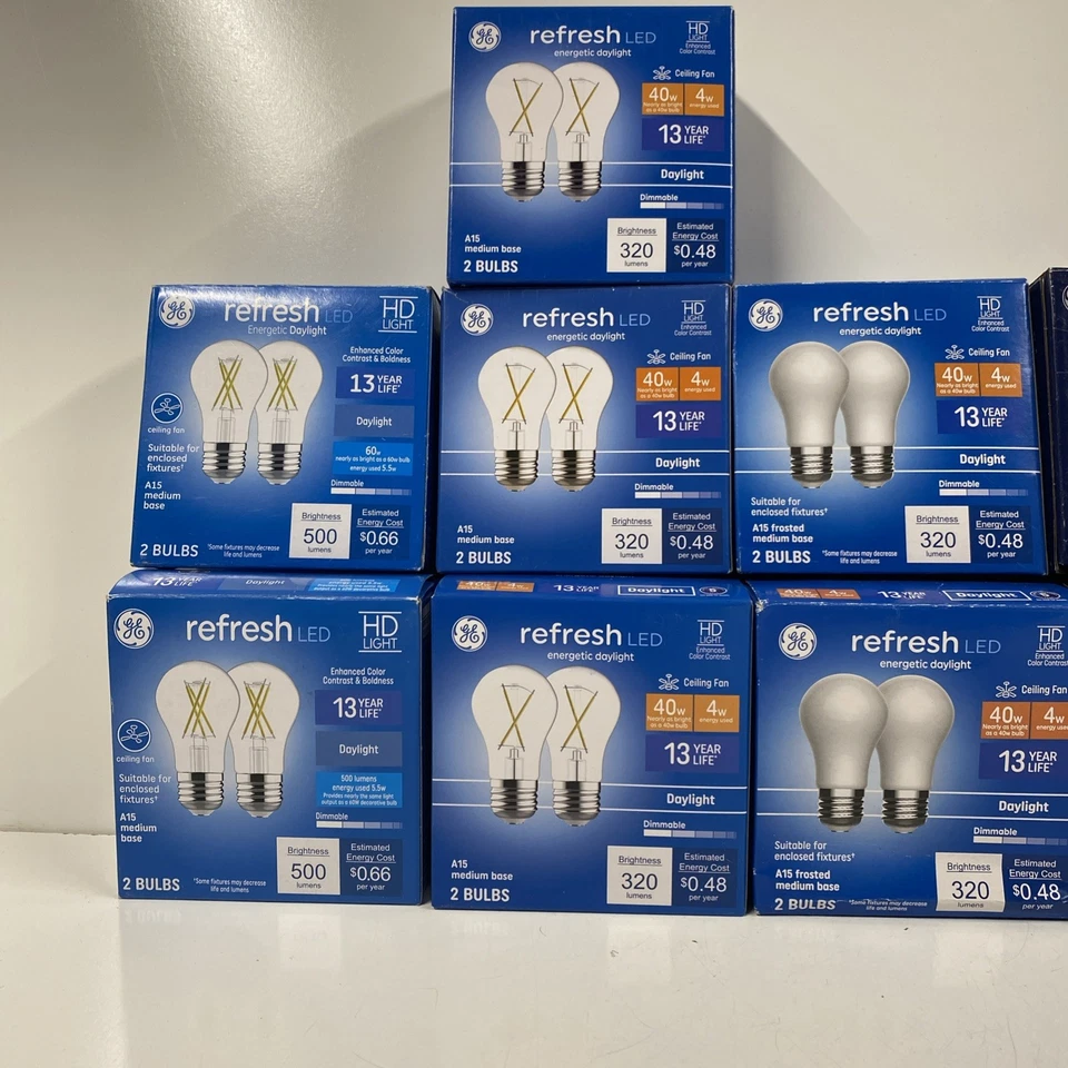 LOT x34 GE Reveal Relax Refresh LED Bulb Medium Base A15 T14 Dimmable - Image 2 of 4