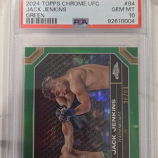 Topps 2024 Chrome UFC Jack Jenkins Green Refractor #84 Serial 38/49 PSA 10