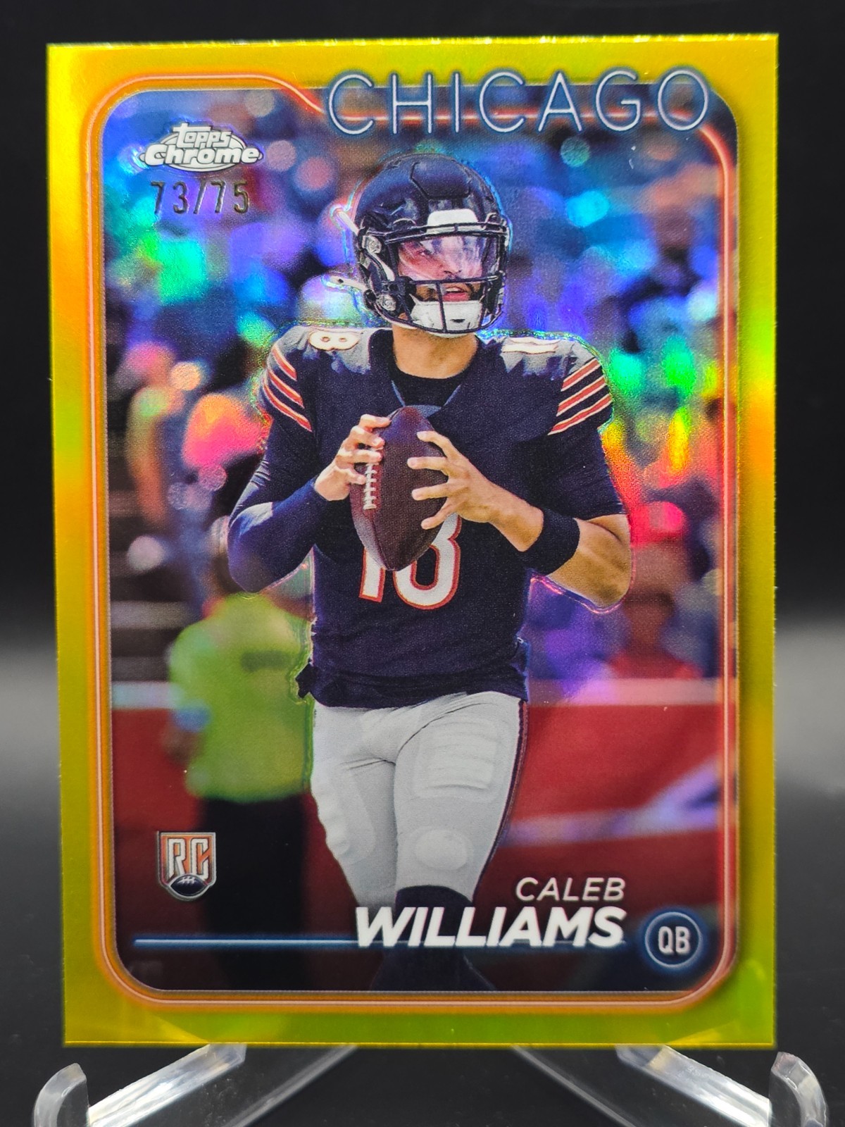 2024 Topps Chrome Caleb Williams #202 Yellow Refractor /75 (RC) Bears