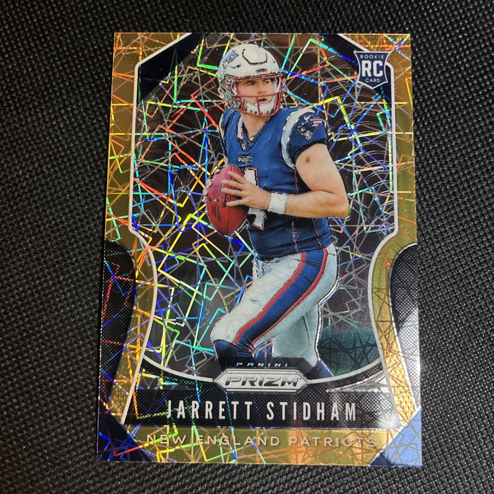 Jarrett Stidham 2019 Prizm Gold Lazer Rookie Card #308 New England Patriots