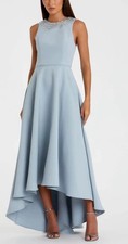 Ieena for Mac Duggal Blue Crepe Embellished Neck High-Low Gown 49844 Size 10 NWT