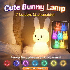 LED Night Light Cute Bunny Silicone Touch Lamp Rechargeable Kids Bedroom UK Home