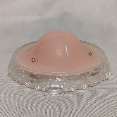 Pink Art Deco Glass Ceiling Light Fixture Cover Shade 3-Hole Chain Fasten 10 