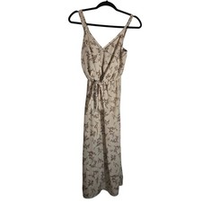 Sienna Sky Womens Cream Floral Tie Front V-Neck Midi Dress Small Long