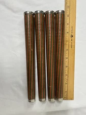 4 striped Tex-tube industrial textile spools spindles vintage assemblage stripes