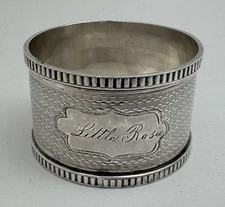 Lovely Child’s Antique Victorian Engraved Coin Silver Napkin Ring “LITTLE ROSA”
